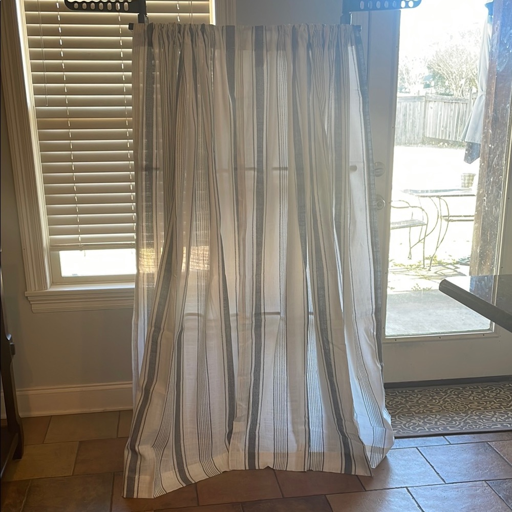 Striped White and Gray Curtain